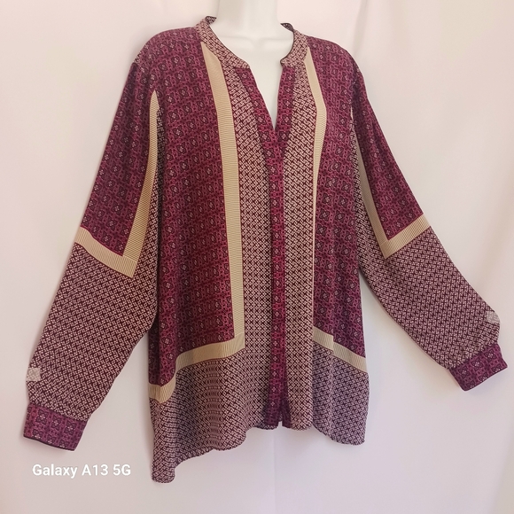 NYDJ Tops - NYDJ Women's Long Sleeve Button Front Tunic Top Plus Size 2X